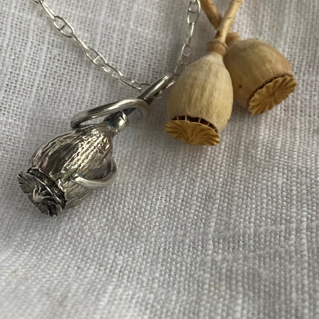 Medium Poppy Seed with Wrapped Bail Sterling Silver Necklace