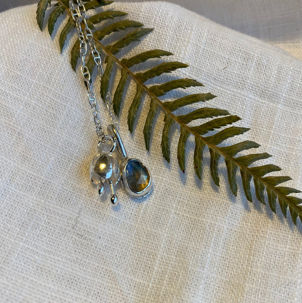 Laboradite Charm & Tiny Flower