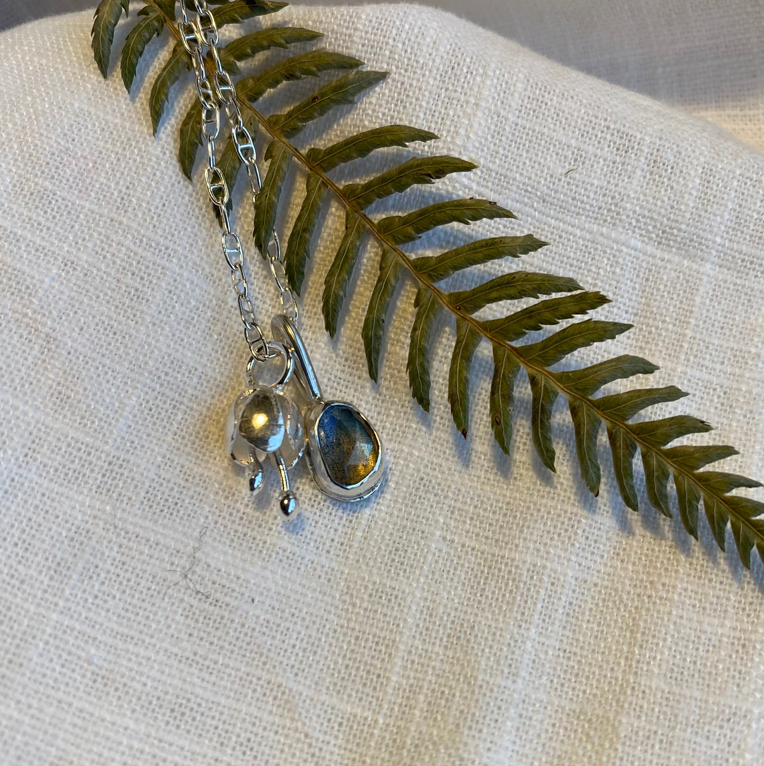 Laboradite Charm & Tiny Flower