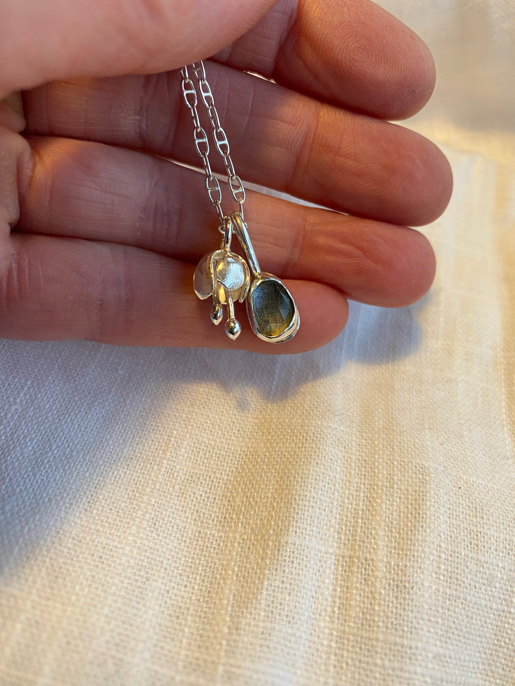 Laboradite Charm & Tiny Flower