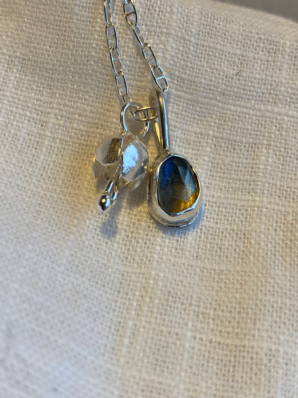 Laboradite Charm & Tiny Flower