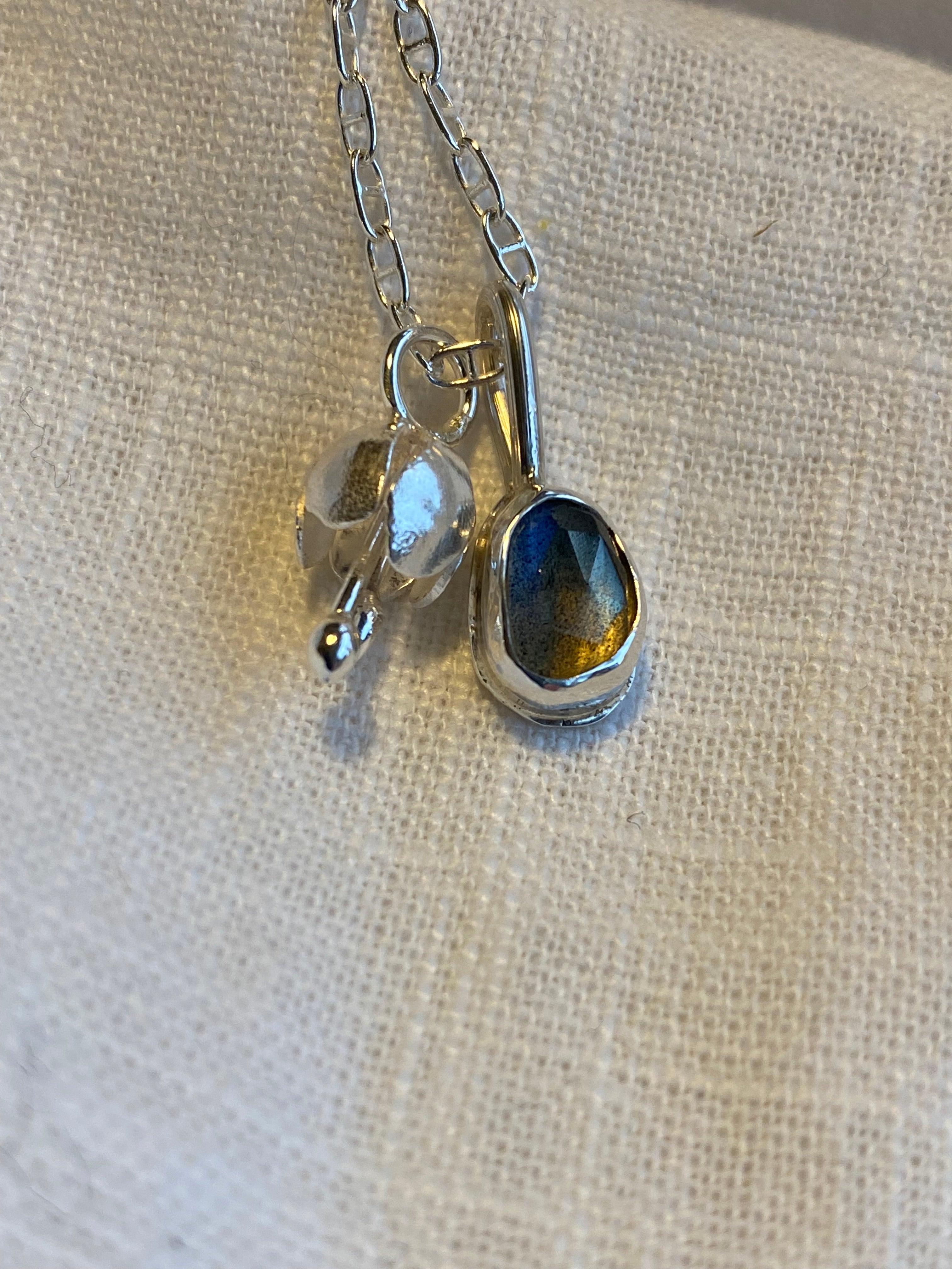 Laboradite Charm & Tiny Flower