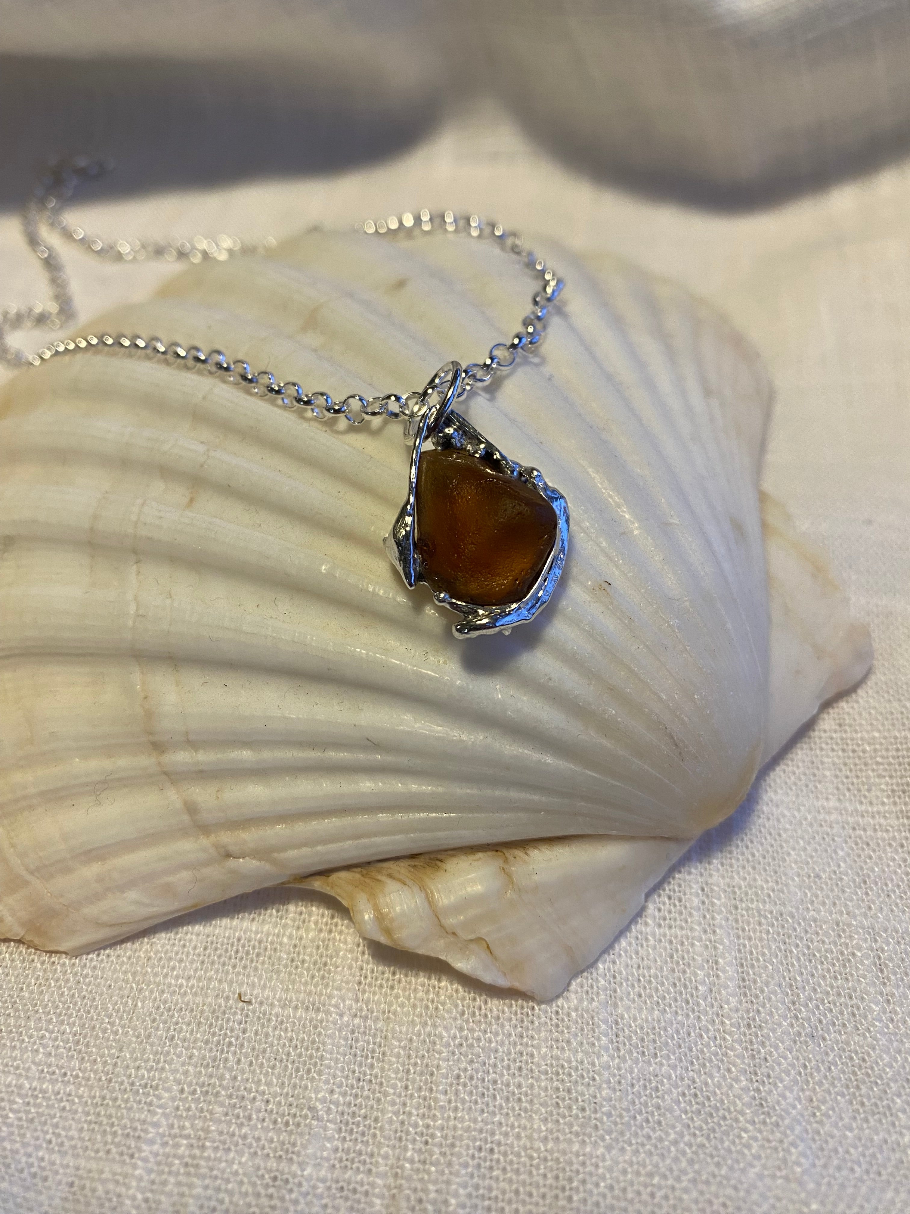 Cornish Sea Glass & Molten Solid Silver