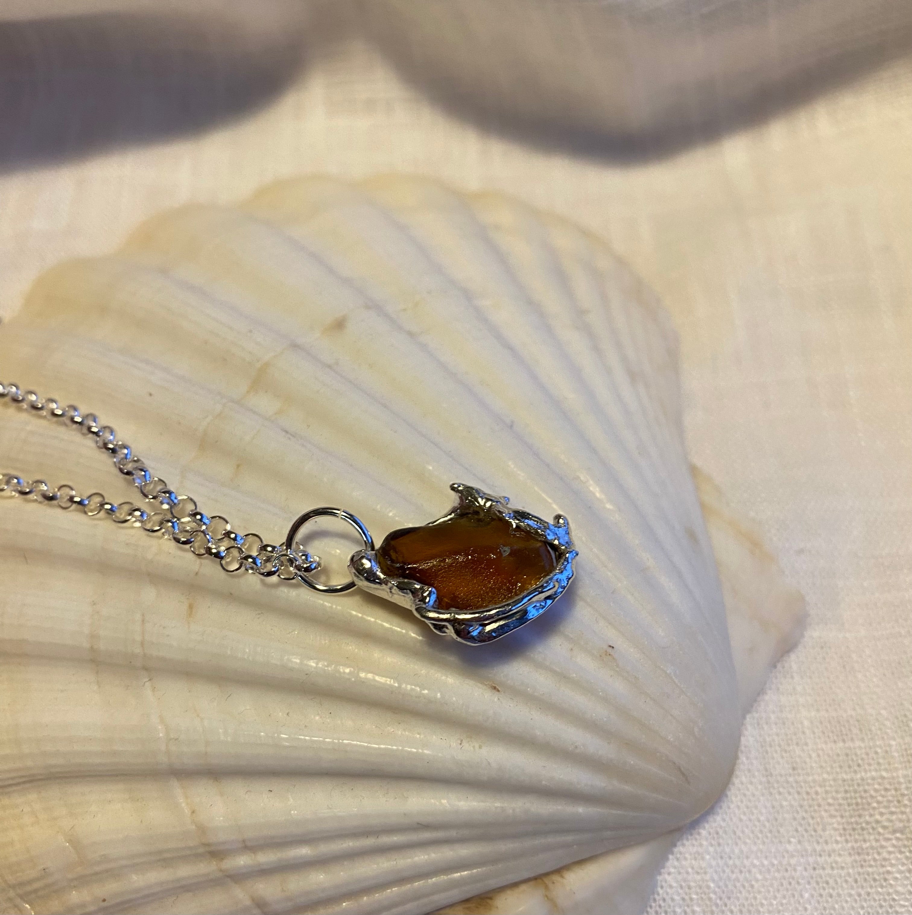 Cornish Sea Glass & Molten Solid Silver