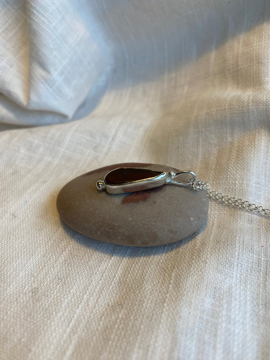 Bottle Brown Cornish Sea Glass Necklace