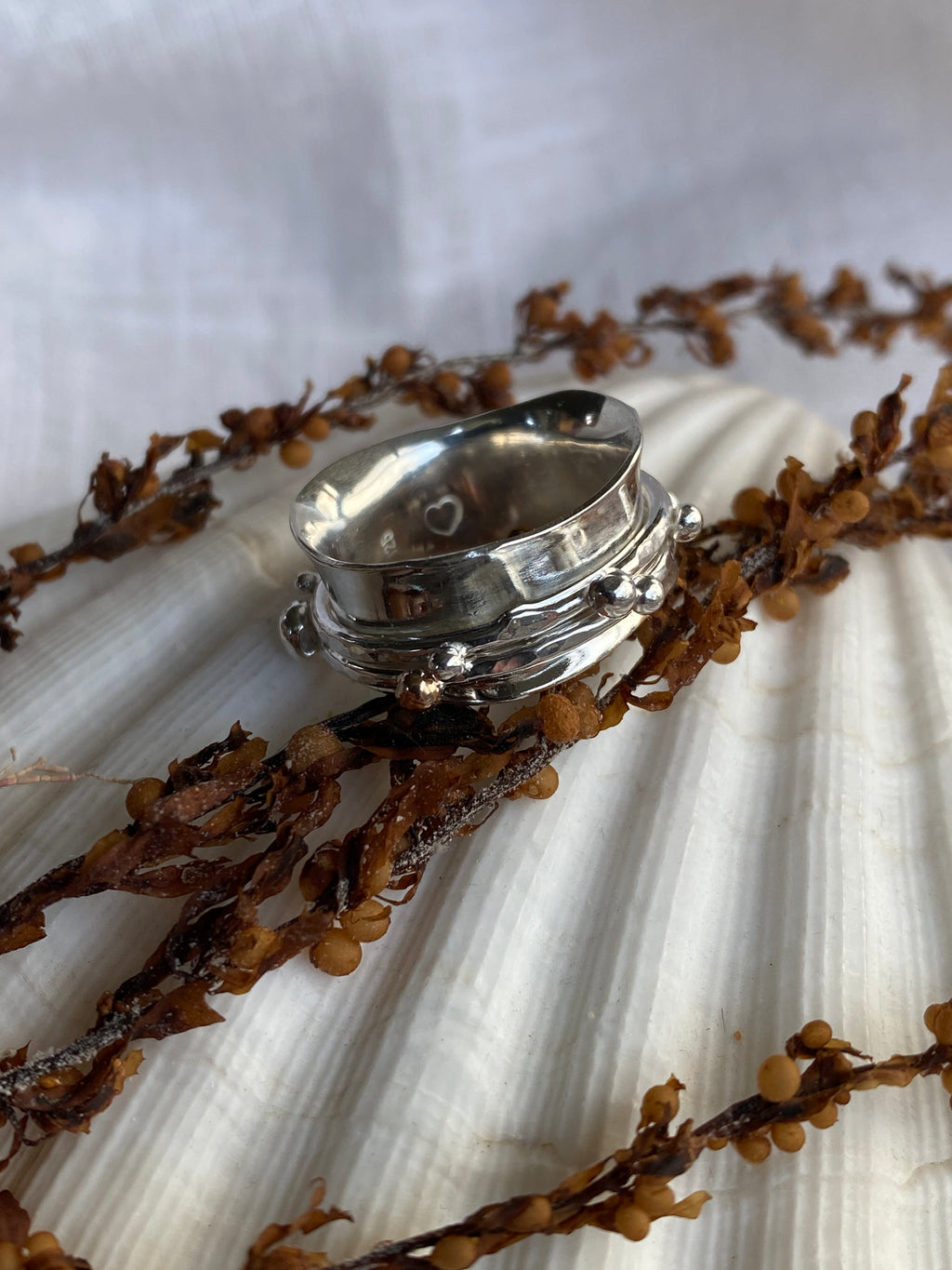 Solid Silver & Gold Dot Spinner Ring