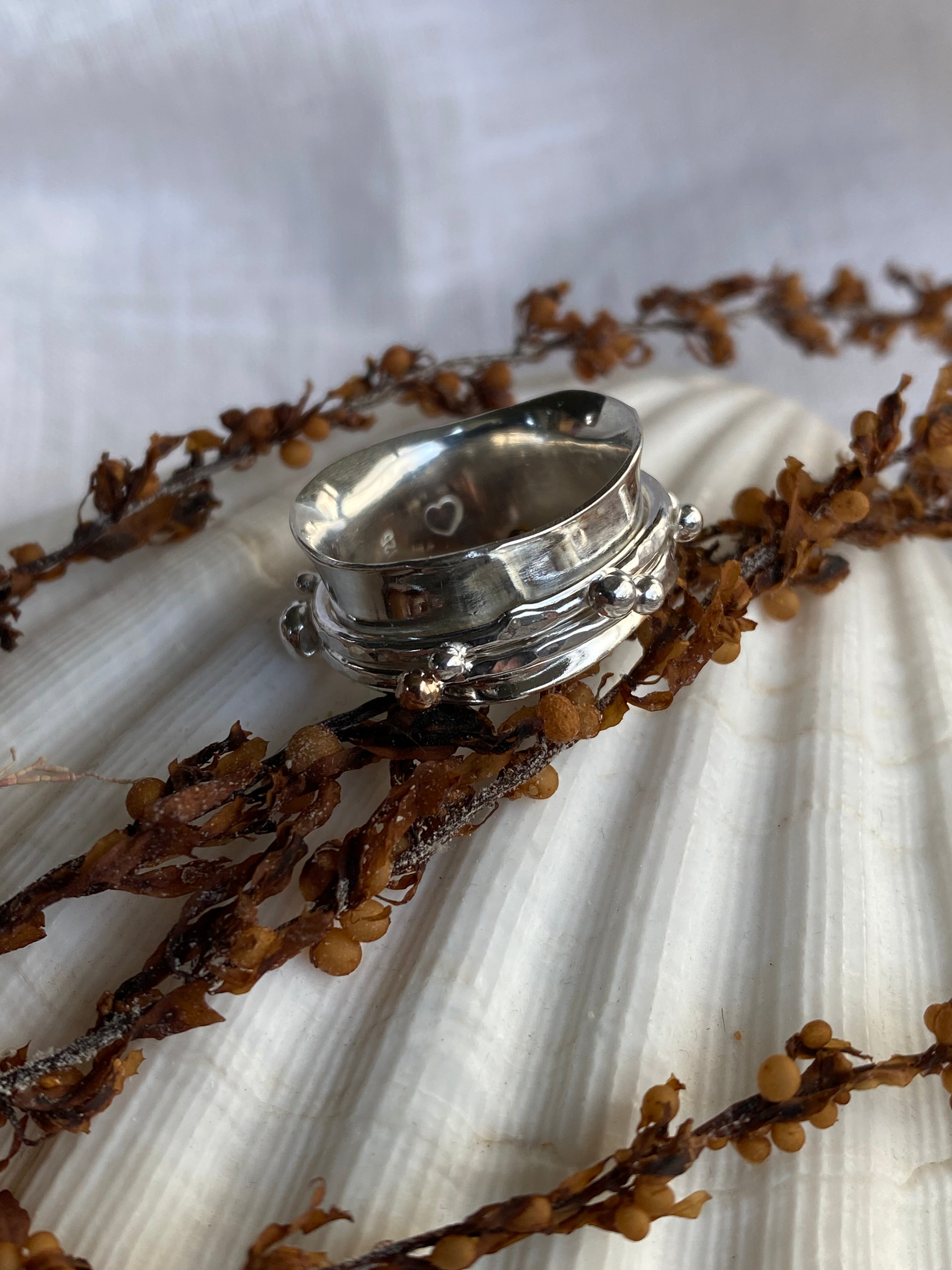 Solid Silver & Gold Dot Spinner Ring