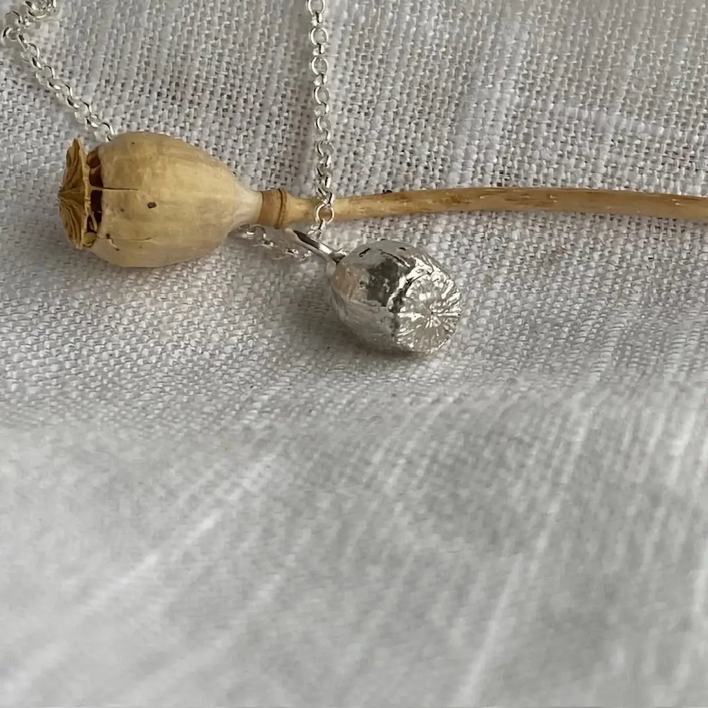Small Poppy Seed Sterling Silver Necklace