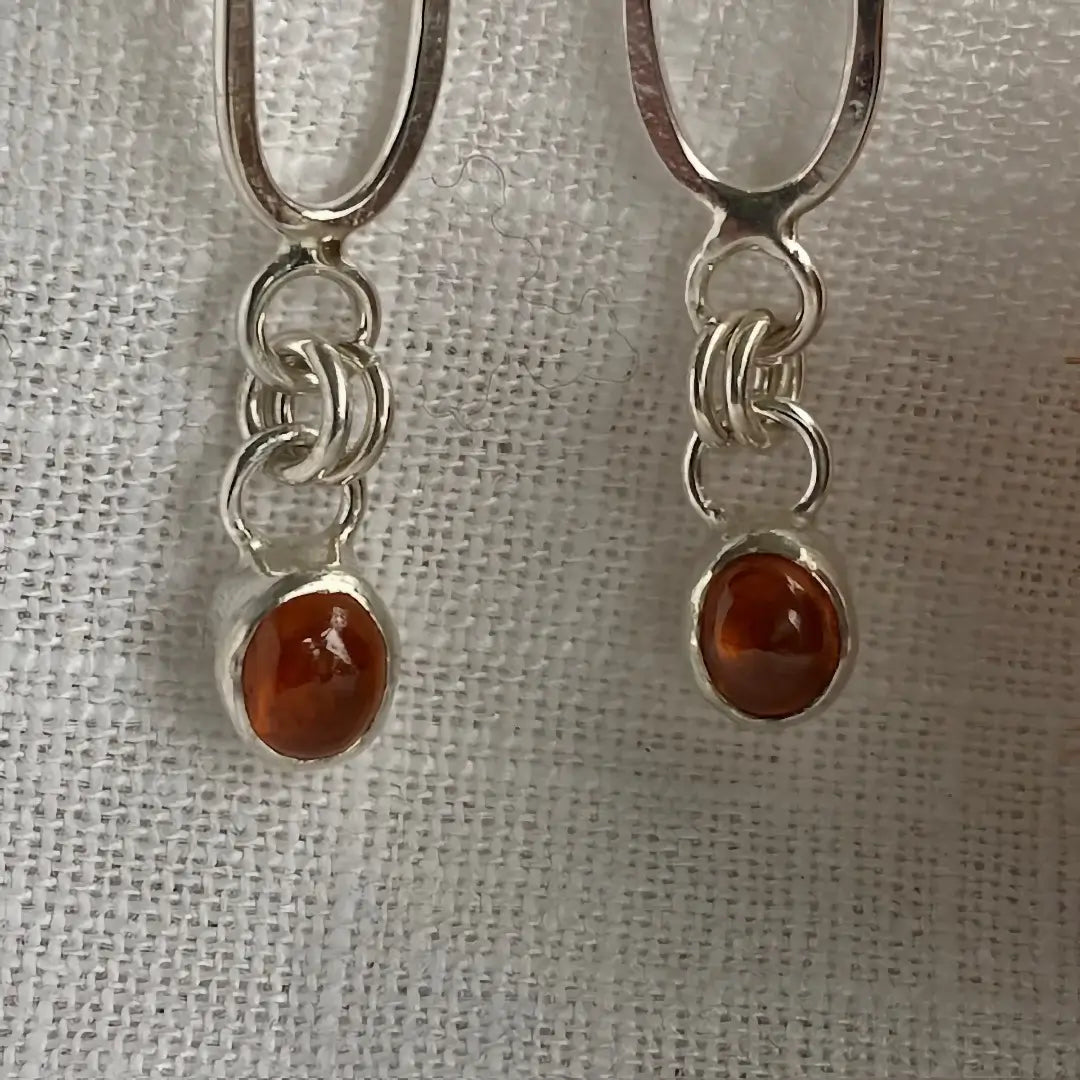 Spessartine Garnet Drop Sterling Silver Earrings